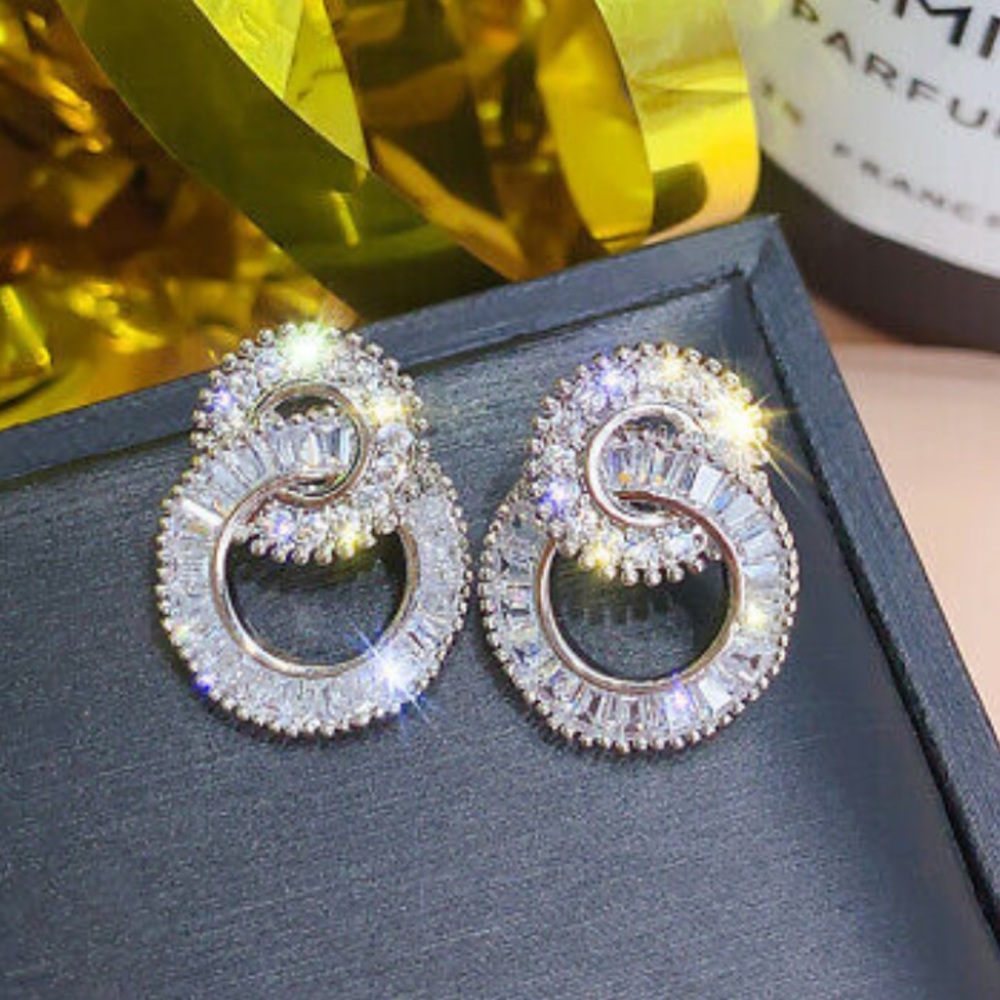New Sterling silver diamond earrings